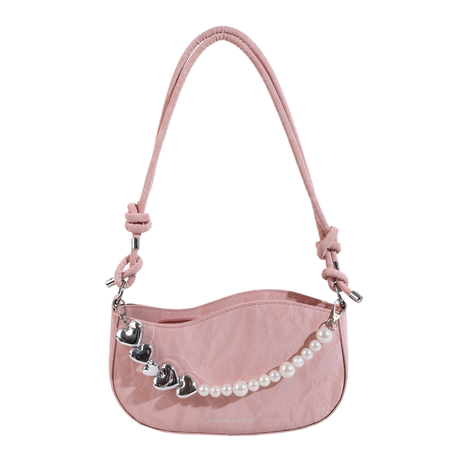 Textura de celebridades de Internet, bolso pequeño de estilo occidental para mujer 2024 verano nuevo bolso de hombro de perlas, bolso de axila de mensajero de moda de todo fósforo