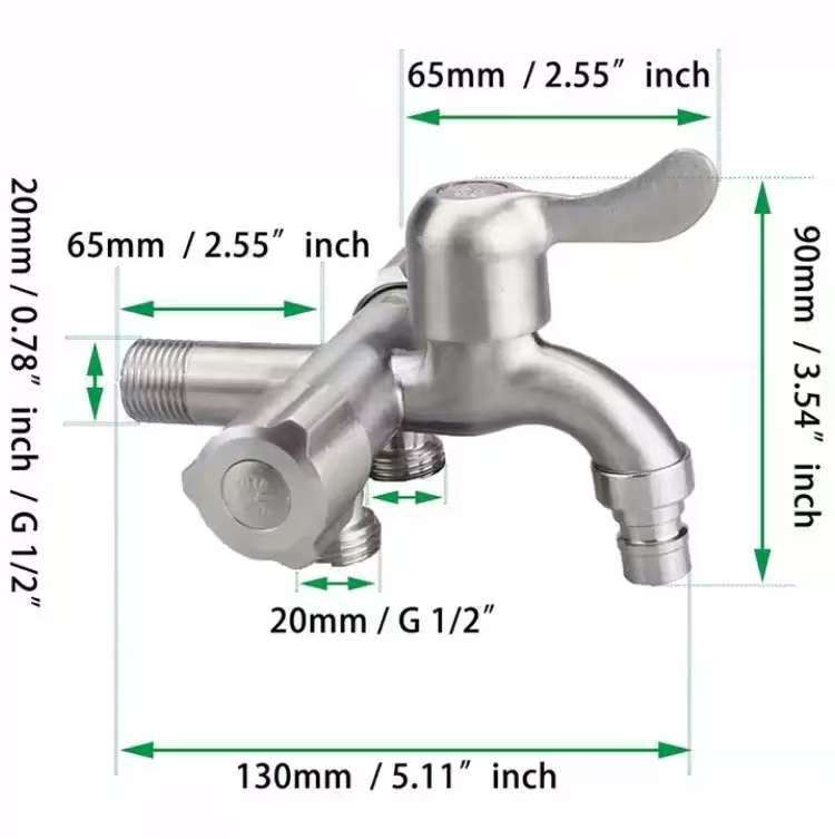 国境を越えた304ステンレス製洗濯機用蛇口、家庭用モップ池用クイックオープン延長4分ユニバーサル多機能蛇口|undefined