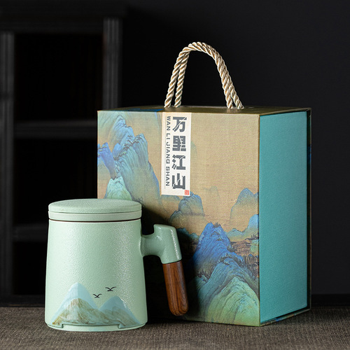 Guochao Landscape Office Cup Cultural and Creative Kung Fu Tea Set Graduation Father's Day Dragon Boat Festival Souvenir for Parents and Teachers
