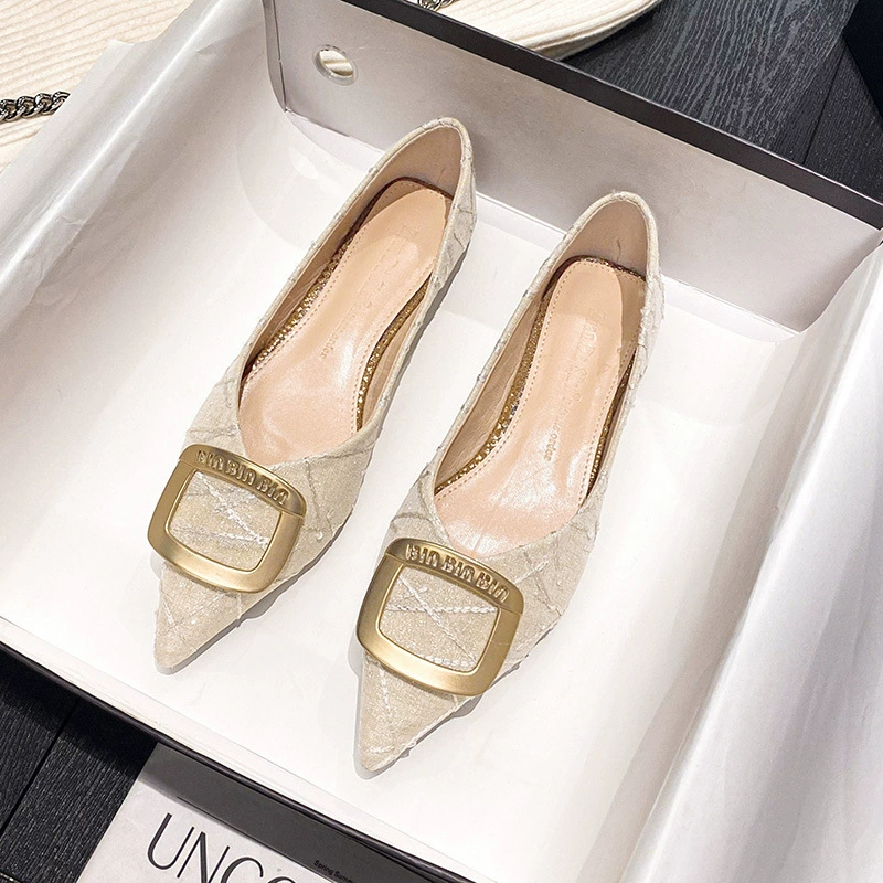 T72 остроконечные одиночные туфли женские 2024 новые сказочные туфли нежные плоские женские туфли чувство дизайна ниши большой размер 41 один 43