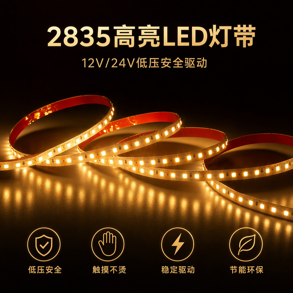 led灯带12V24伏低压灯箱灯条家装嵌入式2835吊顶线形工程装修