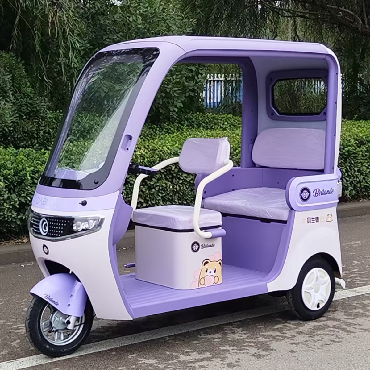 Triciclo eléctrico con techo integrado, versión de lujo de alta potencia, triciclo eléctrico con licencia y techo para damas y personas mayores