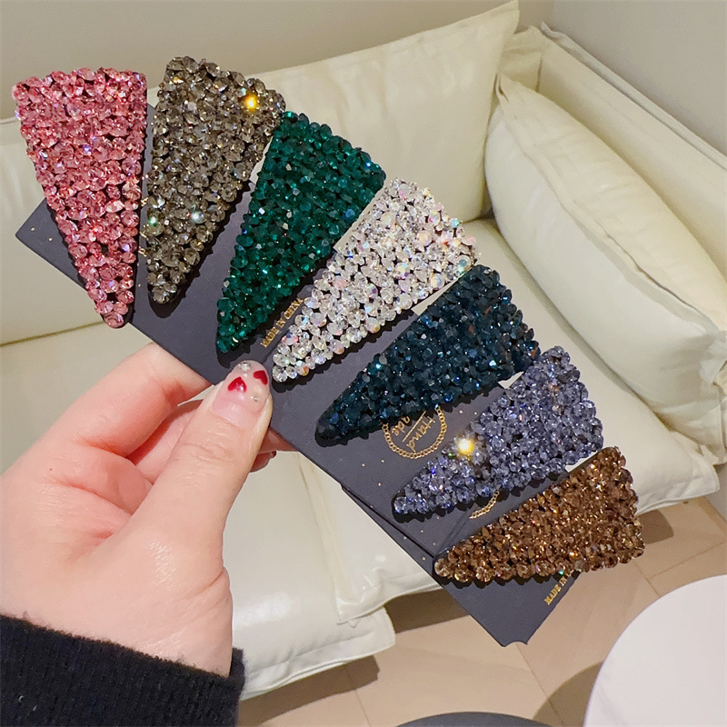 South Korea Dongdaemun New Full Diamond Triangle Hairpin Light Luxury Fashion Bangs Broken Hair Clip BB Clip Hair Accessories