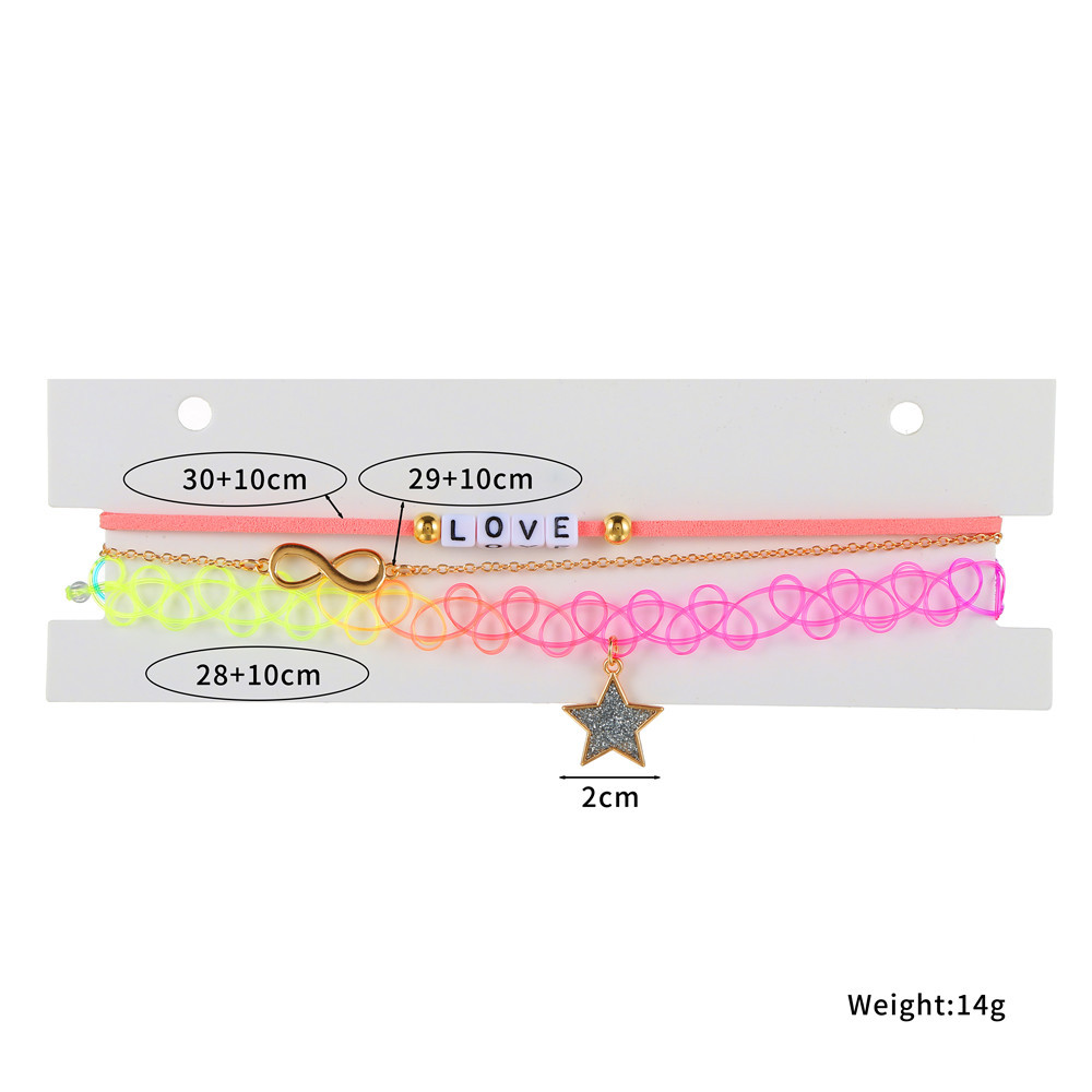 neue Art und Weise rosa fnfzackiger Sternbuchstabe LIEBE Wrfel 3 Stze Halskettengroverkauf nihaojewelrypicture1