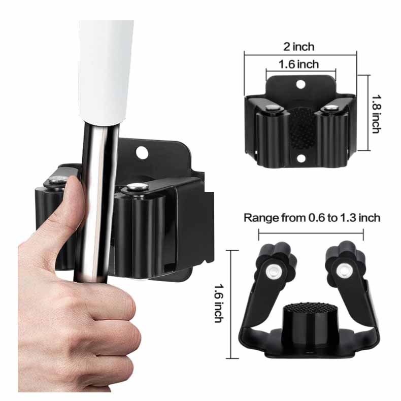 Broom and broom holder wall-mounted broom clip broom hanger garden tool cleaning closet storage rack with holes