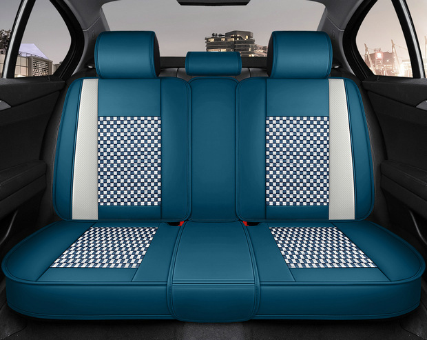 Four-Season Universal Seat Cover Car Seat Cushion Nappa Leather Ice Silk Fully Enclosed Seat Cushion Perforated Wear-Resistant Five-Seater Cross-Border