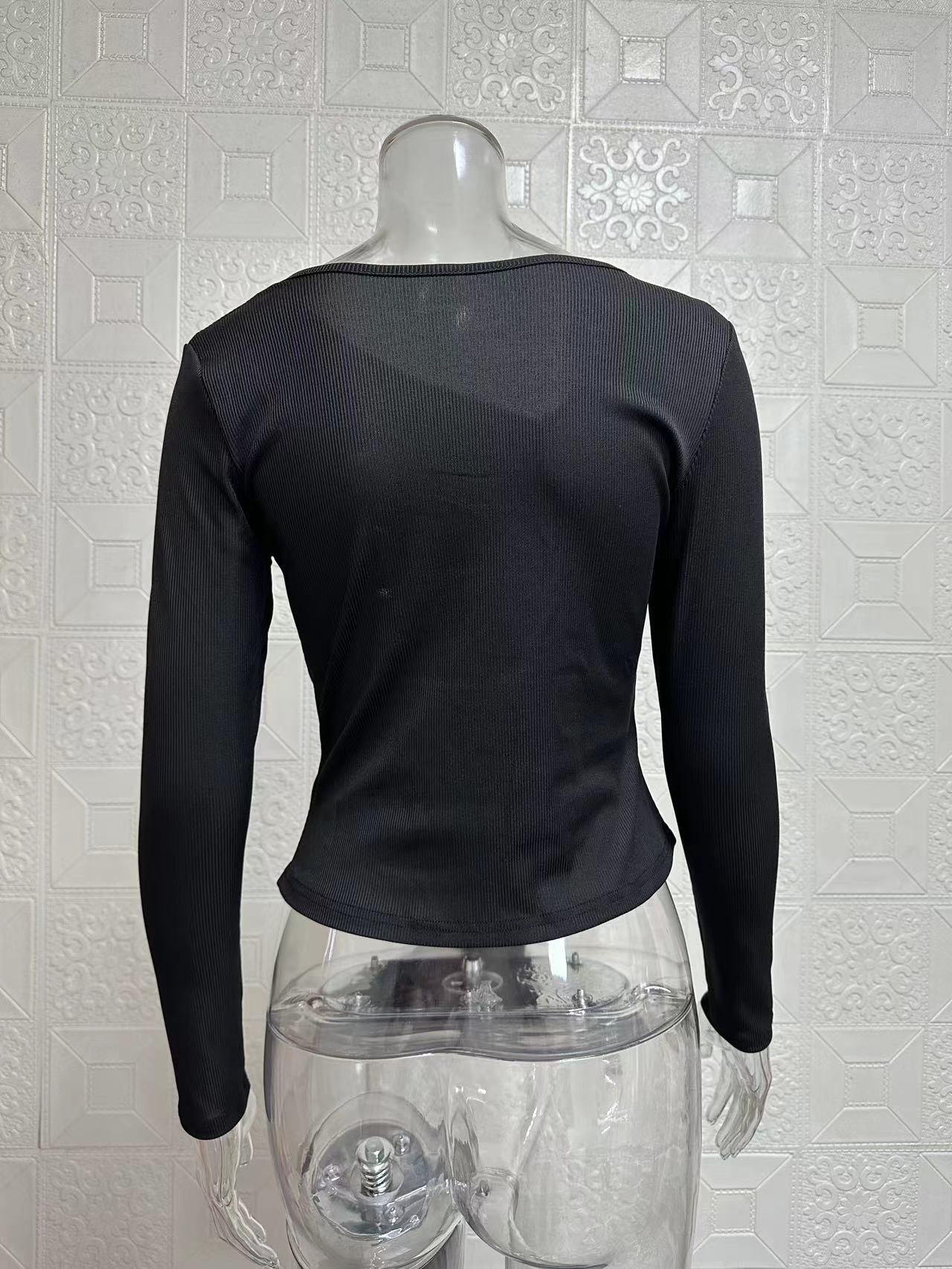 Women's 2024 Spring Autumn Fold Design with Irregular Button Knitted Bottom Shirt and Temperament Top_voghion.com
