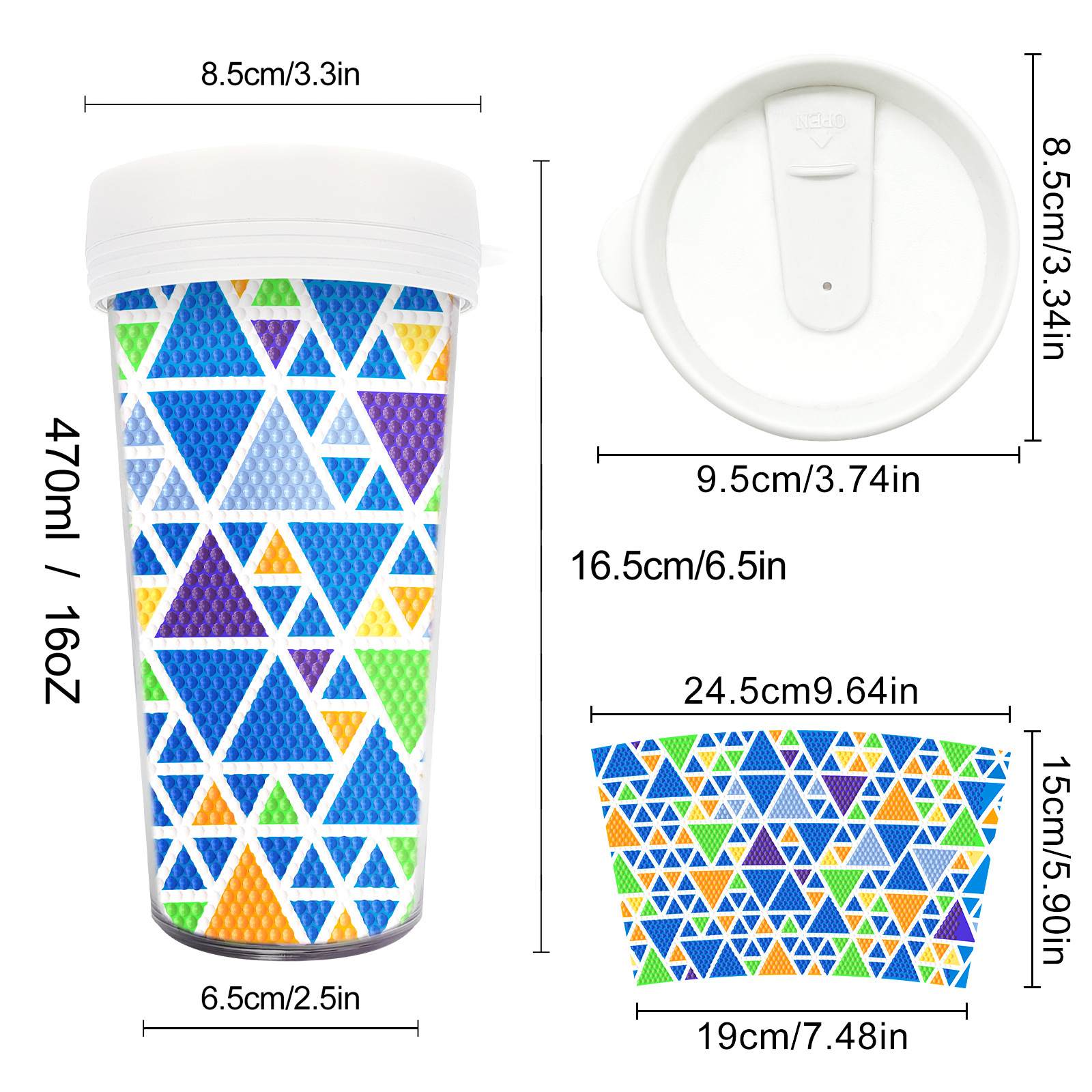 Pintura de diamantes seleccionada nueva taza de bricolaje pintura de diamantes completa etiqueta de artesanía de diamantes botella de agua para beber distribución al por mayor