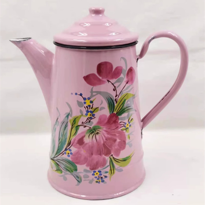 Replica European-Style Enamel Pot Vase, Antique Vintage Style, Retro Kettle, Coffee Pot, Induction Cooker, Gas Universal