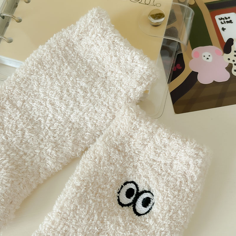 100g Weight Socks Classification Socks Lingerie Type coral fleece Fabric Type A Pair Quantity Home, Sleeping Occasion Eye, Solid Color Pattern Winter Season Women's Gender Cute Style Women's Cute Eye Solid Color Coral Fleece Crew Socks A Pair 5