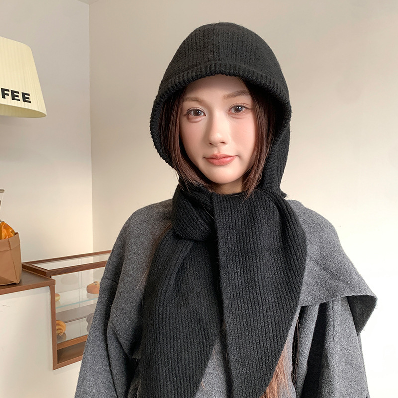 巴拉克拉法帽户外围脖一体套头帽冬季保暖针织帽韩系护耳毛线帽女|undefined