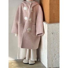 女童大衣儿童毛呢外套大童洋气衣服秋冬装2025新款加厚长款粉色