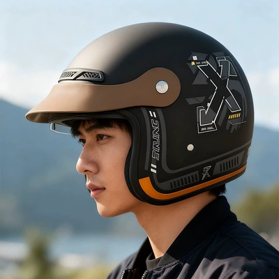 3C Certified Electric Motorcycle Helmet with Internal Push-Up System, Unisex, All-Season Half Helmet, Winter Warm Riding Safety Helmet (Car helmet)