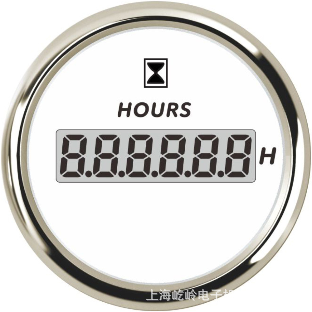 Universal 52mm Thread Digital Hour Meter Tachometer for Excavator Truck Car (automobile instrument) - silver-edge-white-background
