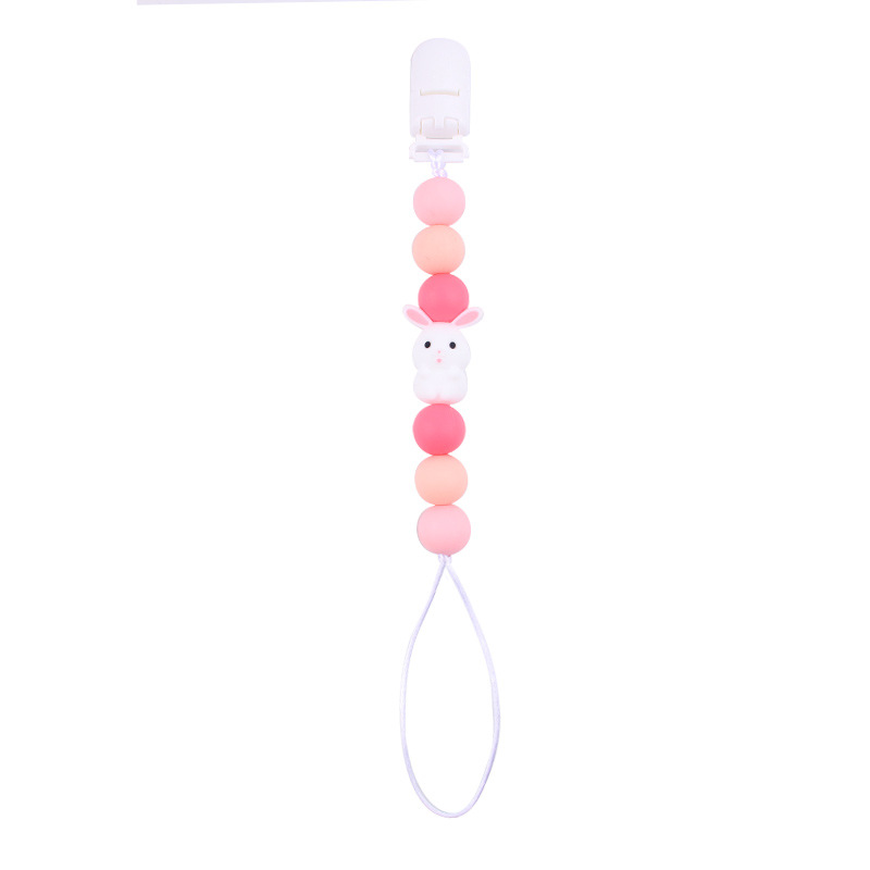 Animal estereoscópico bebés de silicona chupeta clips cadena de mordida de dientes de bebé cadena de molar cadena de prevención de la caída chupeta