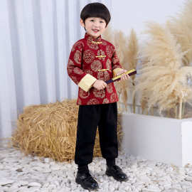 儿童唐装冬季男宝宝拜年服男孩过年衣服男童汉服中国风中式新年装