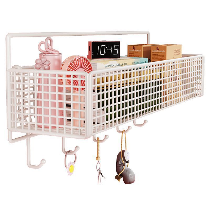 Dormitory Bedside Storage Rack, No-Drill Wall-Mounted Bookshelf, Iron Art Dormitory Student Essentials, Wall-Mounted Upper Bunk Storage Solution