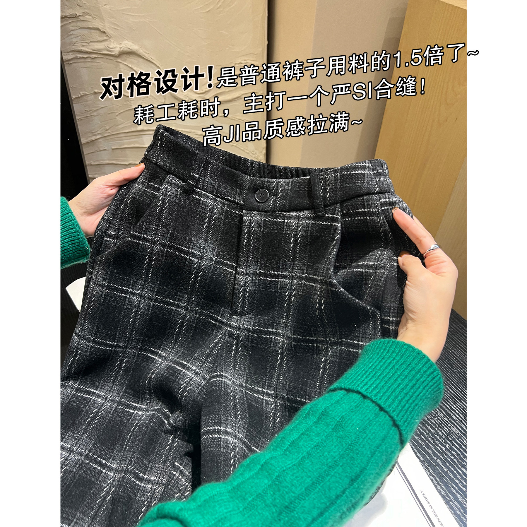 아름다운 작은 아름다운 GRAYLEY는 호주 벨벳 PLAT 바지입니다  겨울 기모 캐주얼 바지 마이크로 아크 낫 커버 바지 따뜻한 바지