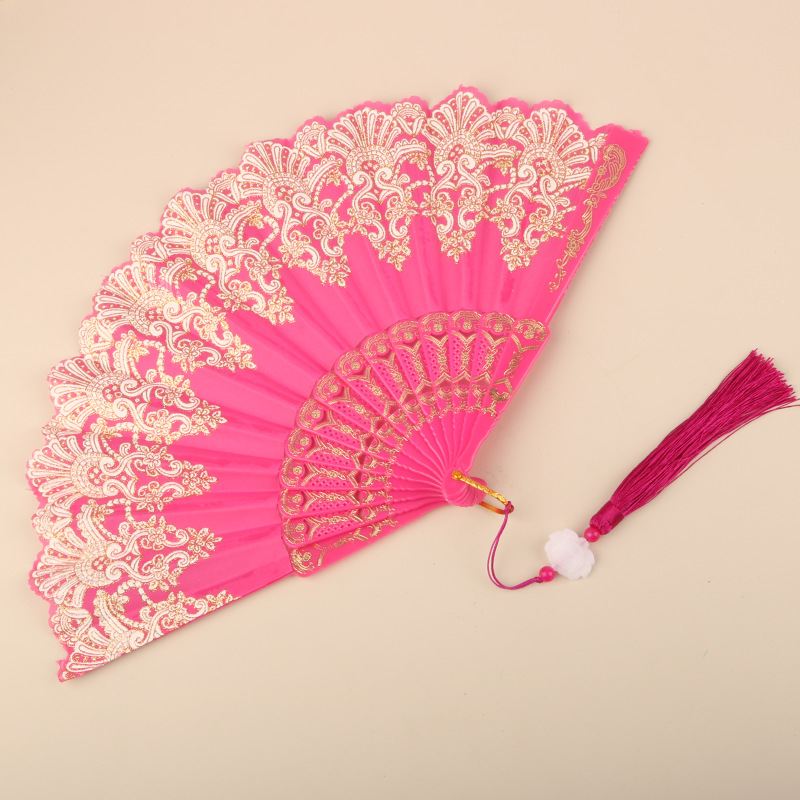 Abanico Plegable de Encaje de Plástico, Estampado, para Danza image 56