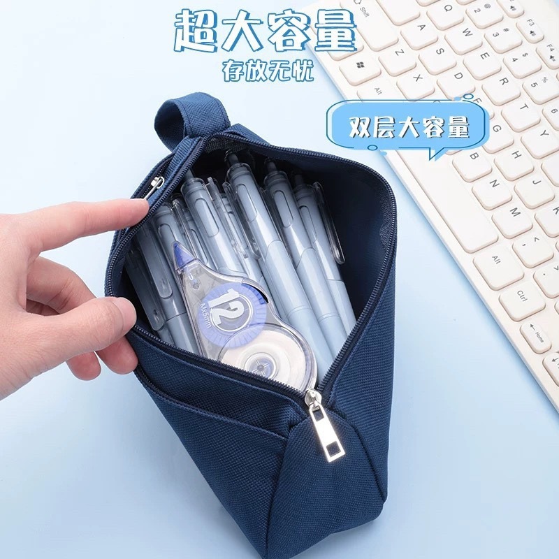 牛津布双层笔袋ins高颜值耐脏文具袋小学生铅笔袋简约收纳印logo|undefined