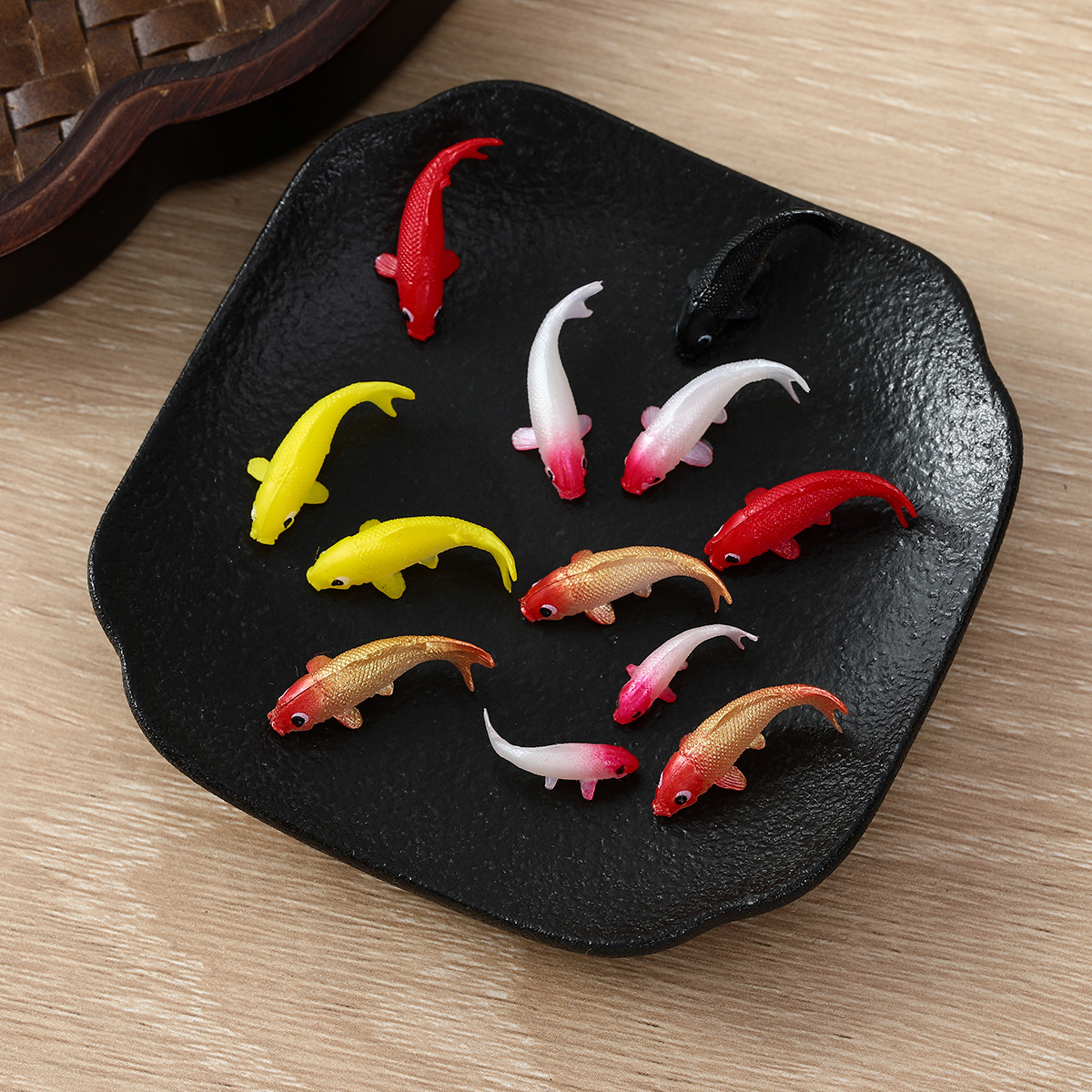 dollhouse仿真微缩迷你小鲤鱼配件滴胶鱼缸配件金鱼锦鲤食玩模型