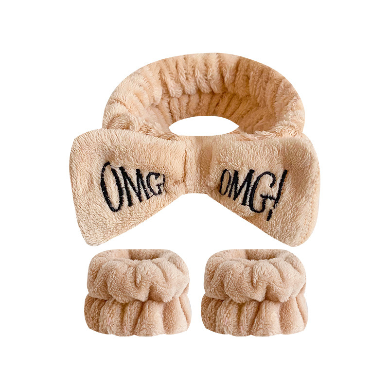 Amazon transfronteriza OMG arco banda de pelo correa de muñeca traje de las mujeres lavado de cara franela diadema pulsera absorbente