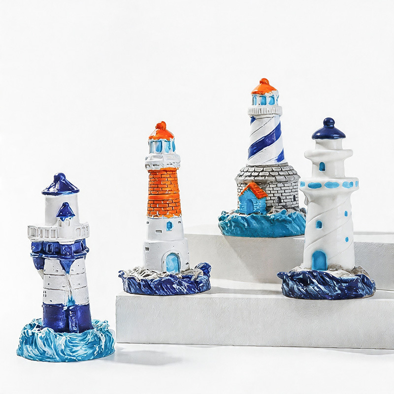 Adornos Decorativos para Acuarios, Micro Paisajes de Musgo, Adornos de Paisajismo de Playa con Faro, Faro Famoso en Internet, Venta Transfronteriza en Amazon