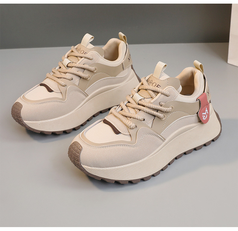Women New Fashion Chunky Sneakers Women Autumn New Lace Up Casual Platform Sports Shoes Female Goth High Heels Sneakers_voghion.com