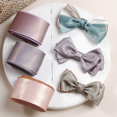 Japanese and Korean soft bronzing single-sided snow textile belt diy bow hairpin hair accessories hat straw hat gift box shoelaces