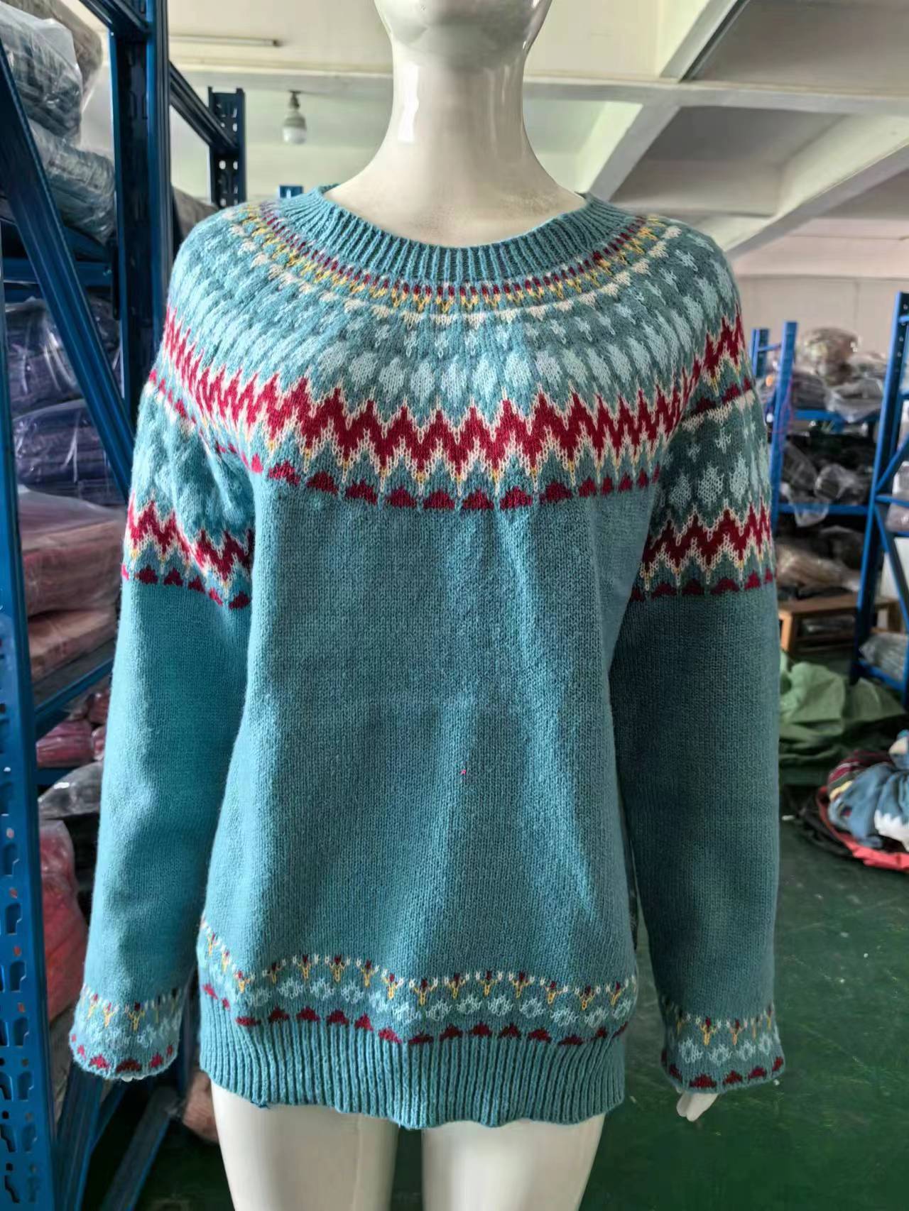 New Sweater Women Wish Hot Sale Round Neck Color Matching Loose Fashion Pullover Knitted Sweater 57 Undefined