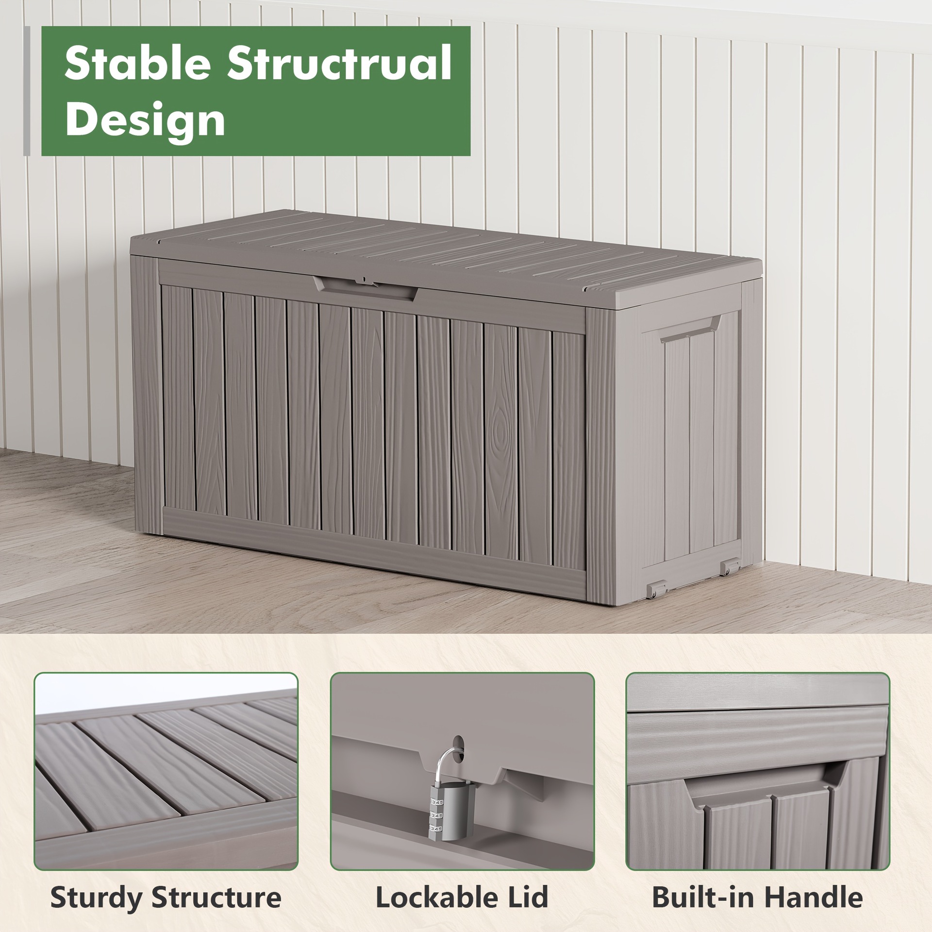 32/72/100 Gallon Deck Box Lockable Resin Indoor Outdoor Transfronterizo