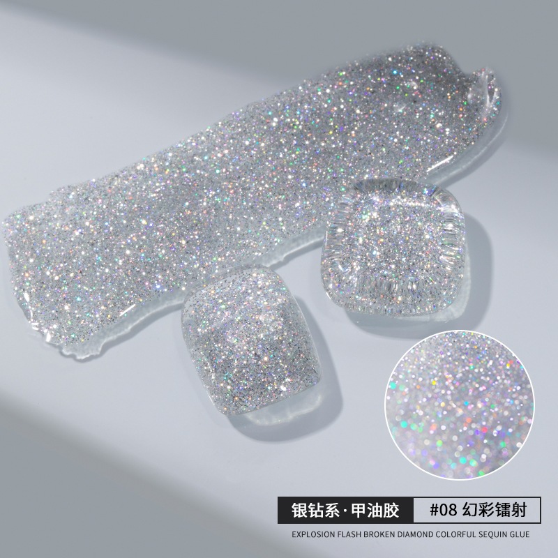 Isa flash nail gel gel gel de sequilla nail art especial taladro de brillo fino taladro de plata platino taladro de plata