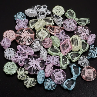 透明亚克力描白珠子散珠蝴蝶结发绳手链diy描白珠子50g约6080颗