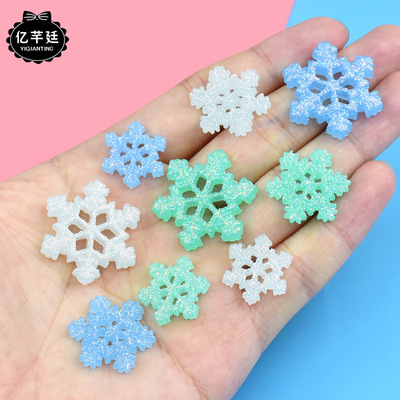 直播跨境果冻色闪粉夜光圣诞雪花树脂配件diy手机壳发饰装饰材料|ms