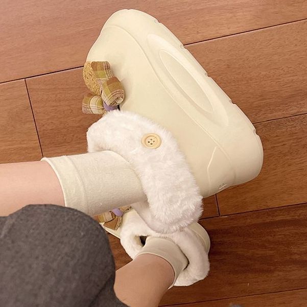 Cute Cartoon Snow Boots for Women in Autumn and Winter, Indoor Office Thick-Soled Fleece-Lined Warm Ultra-Thick Cotton Shoes for Winter