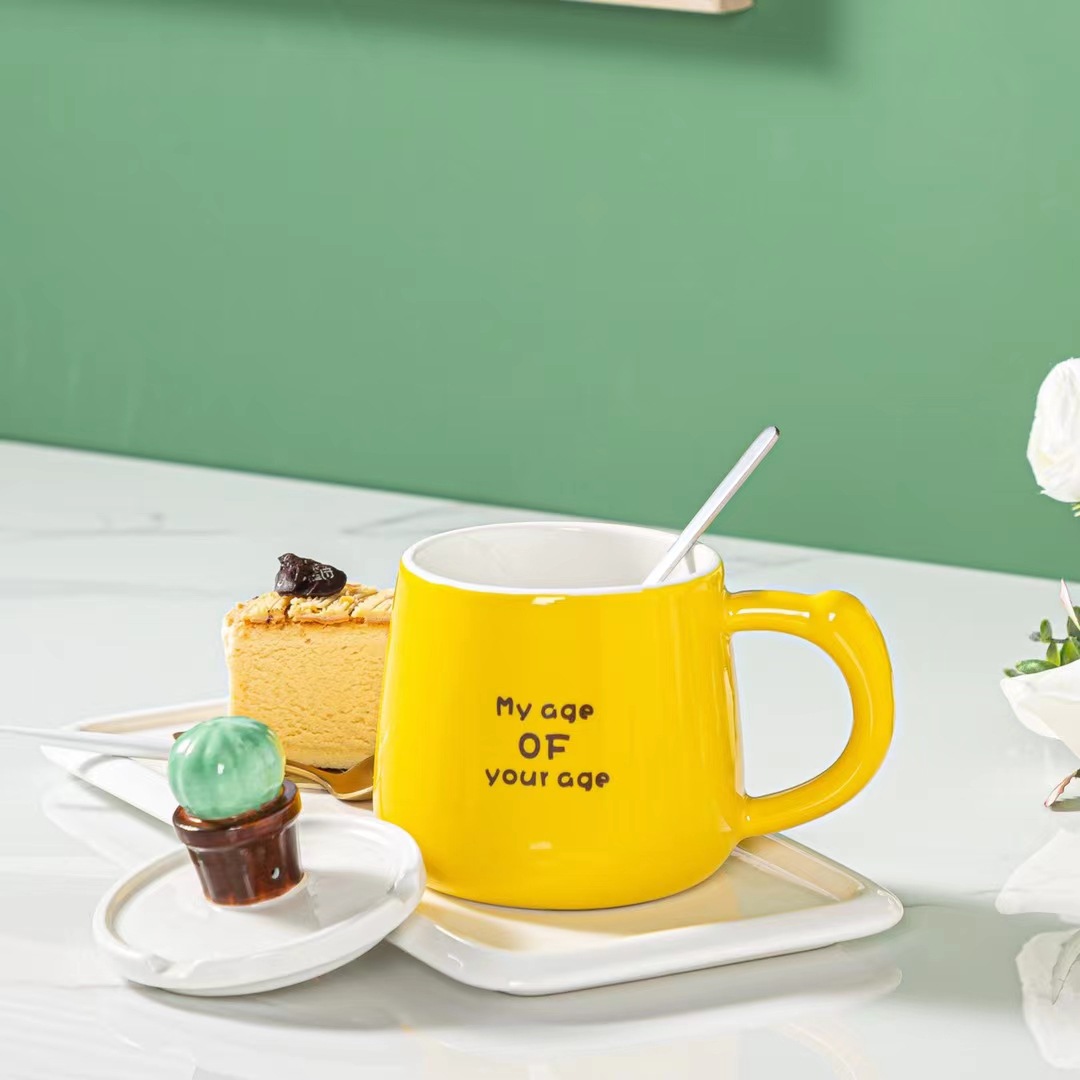 Creativo simple 3D tridimensional planta verde en maceta Taza de cerámica esmalte de color taza de café personalizada taza de bebida de la Oficina