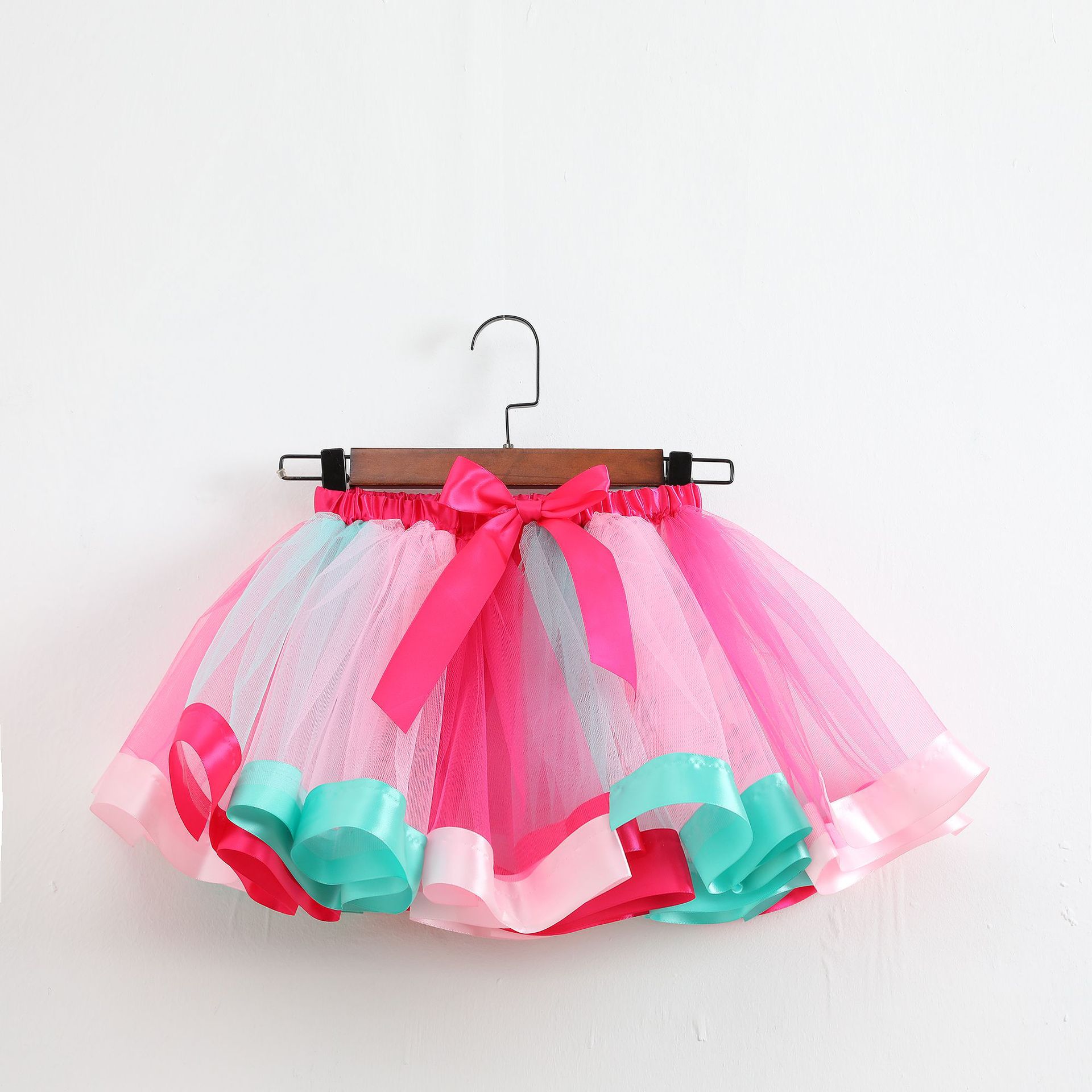 2025 nuevo estilo plus forro malla arcoíris falda espectáculo de danza falda tutu para niños falda falda corta para niñas