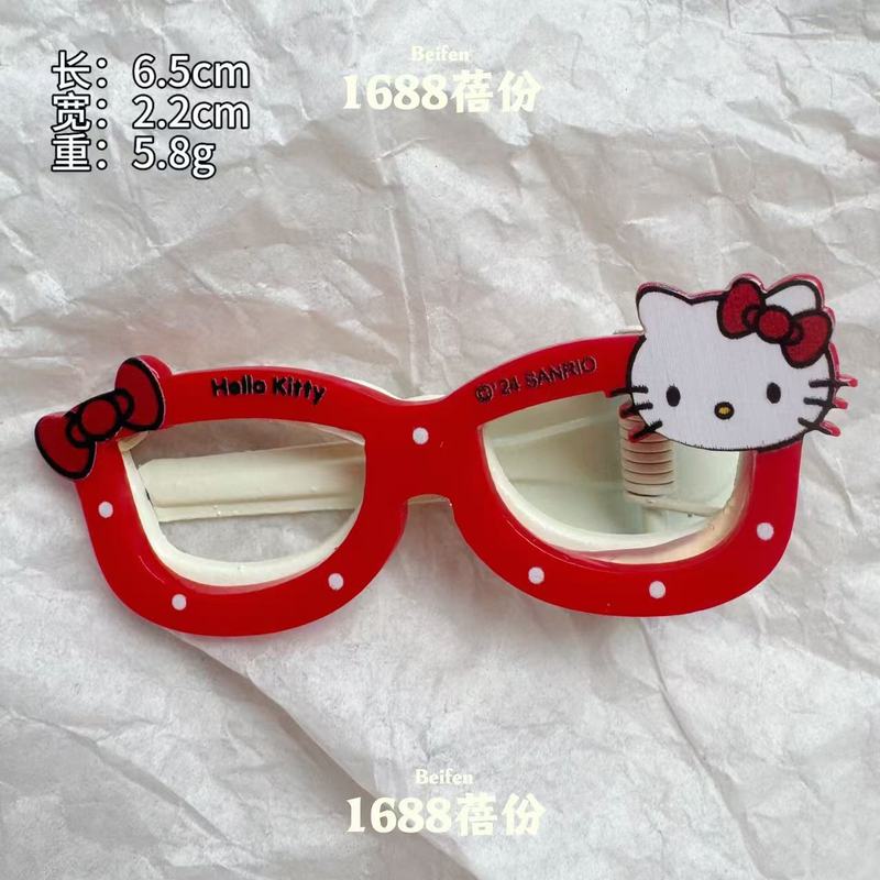 三福同款卡通Kitty猫发夹时尚百搭红色甜美可爱鸭嘴夹儿童碎发卡|undefined