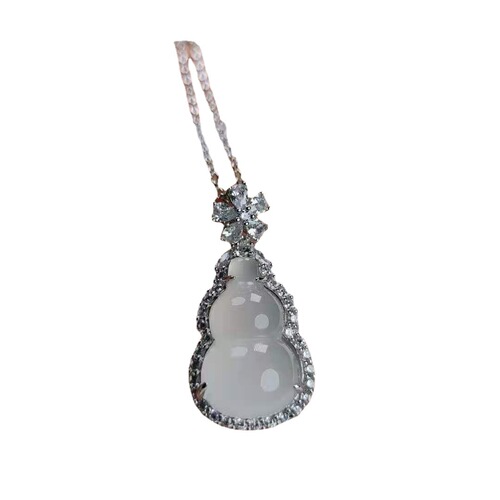 Chalcedony gourd wholesale s925 silver inlaid gourd pendant chalcedony jade pendant live supply wholesale
