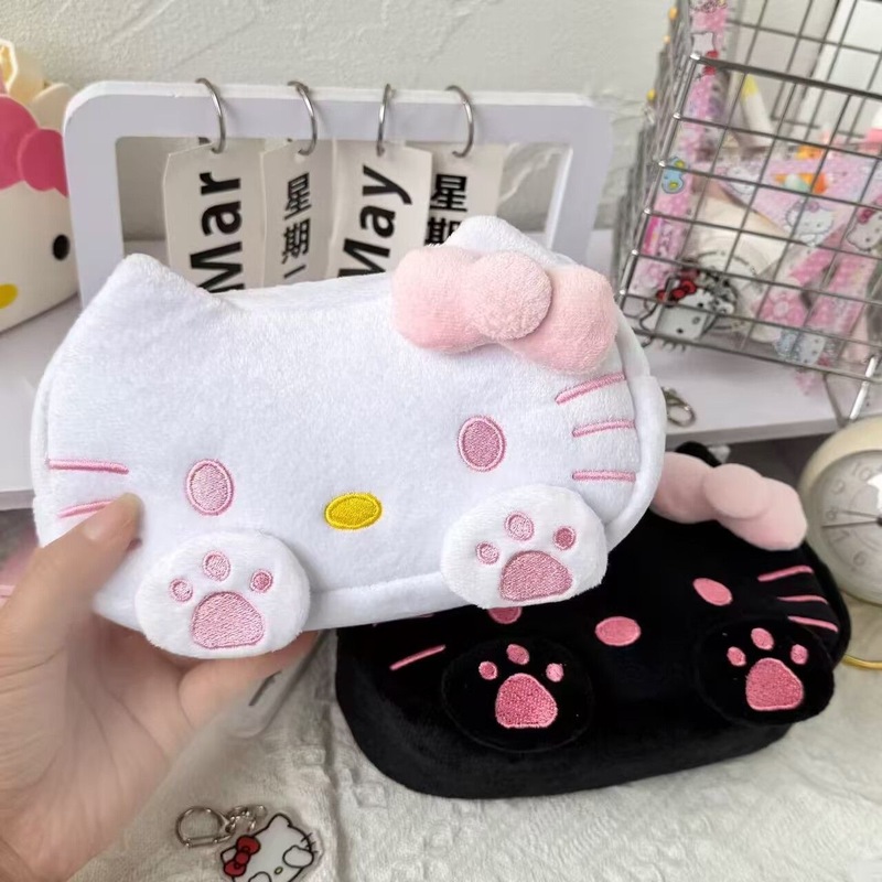HelloKitty毛绒笔袋高颜值卡通可爱收纳大容量文具盒收纳袋学生|undefined