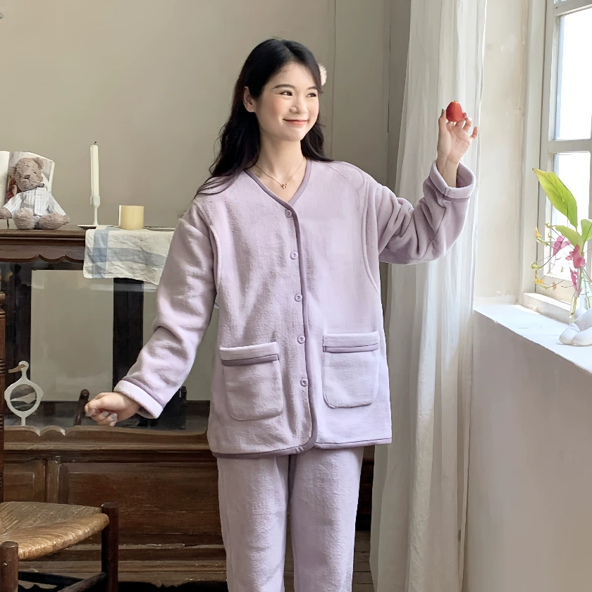 [Спот 88167] Зимний теплый бархатный свободный кардиган с длинными рукавами Домашняя одежда может носить пижаму после родов