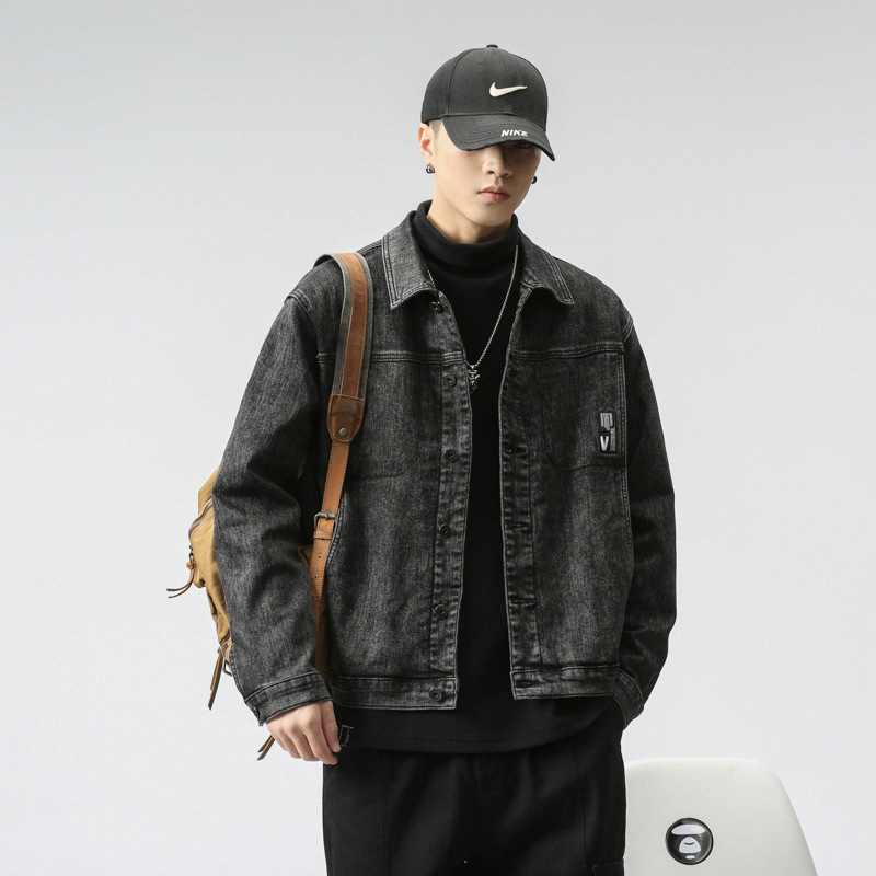 Veste transfrontalière pour hommes d'Amazon portant une veste en jean Joker chemise décontractée tendance pour hommes personnalité mince pour hommes_voghion.com