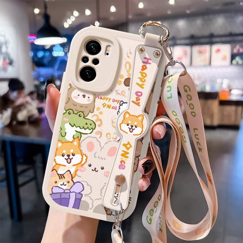 Samsung A55 Phone Case A54 Wristband Bracket Cartoon S23Ultra Drop-Resistant Silicone All-Covering S21FE Protective Case