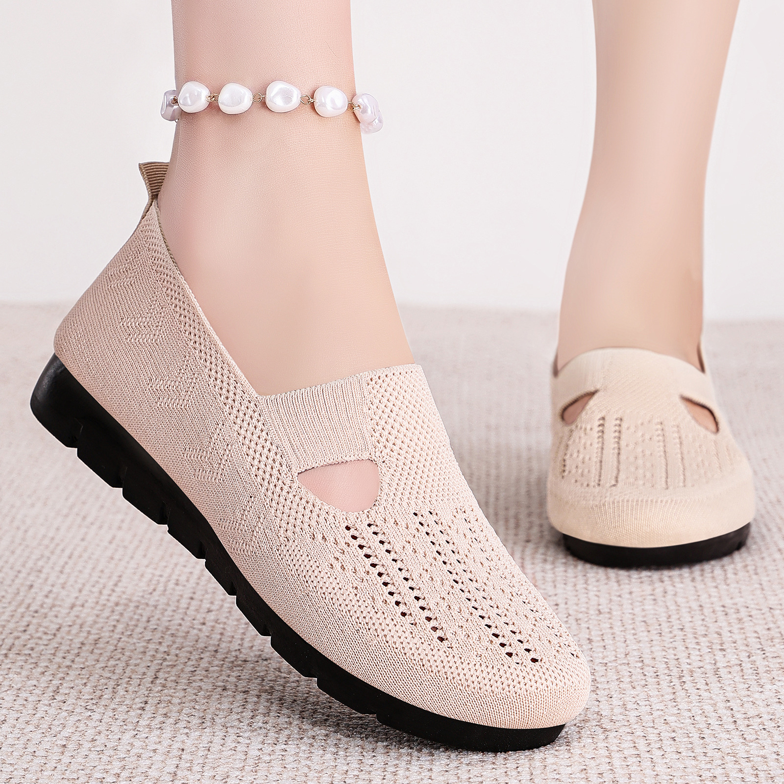Zuecos Transpirables de Primavera para Mujer, Zapatos Casuales Sin Cordones, Cómodos, de Suela Blanda, Zapatos para Mamá, Dropshipping Transfronterizo, Zapatos de Mujer de Talla Grande