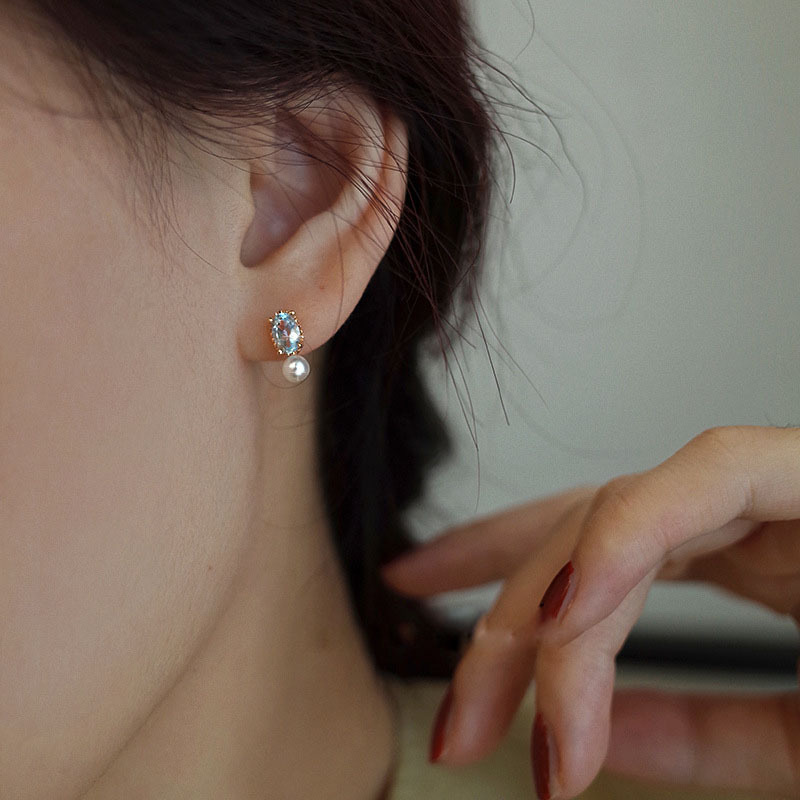 Geometric Pattern 1 Pair 925 Sterling Silver Zircon 925 Sterling Silver Earrings Geometric Ear Studs