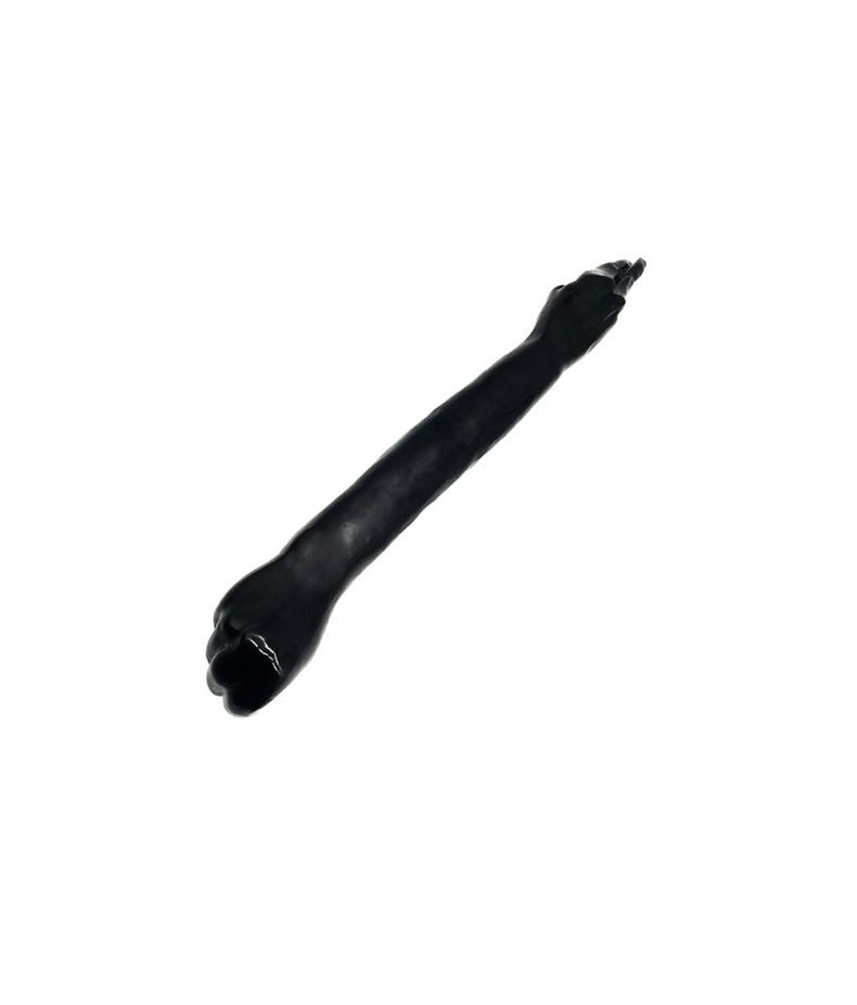 Double-Headed Fist-Shaped Dildo, Extra-Long Anal Plug, Black PVC, Ultra-Realistic Texture — detail image 4