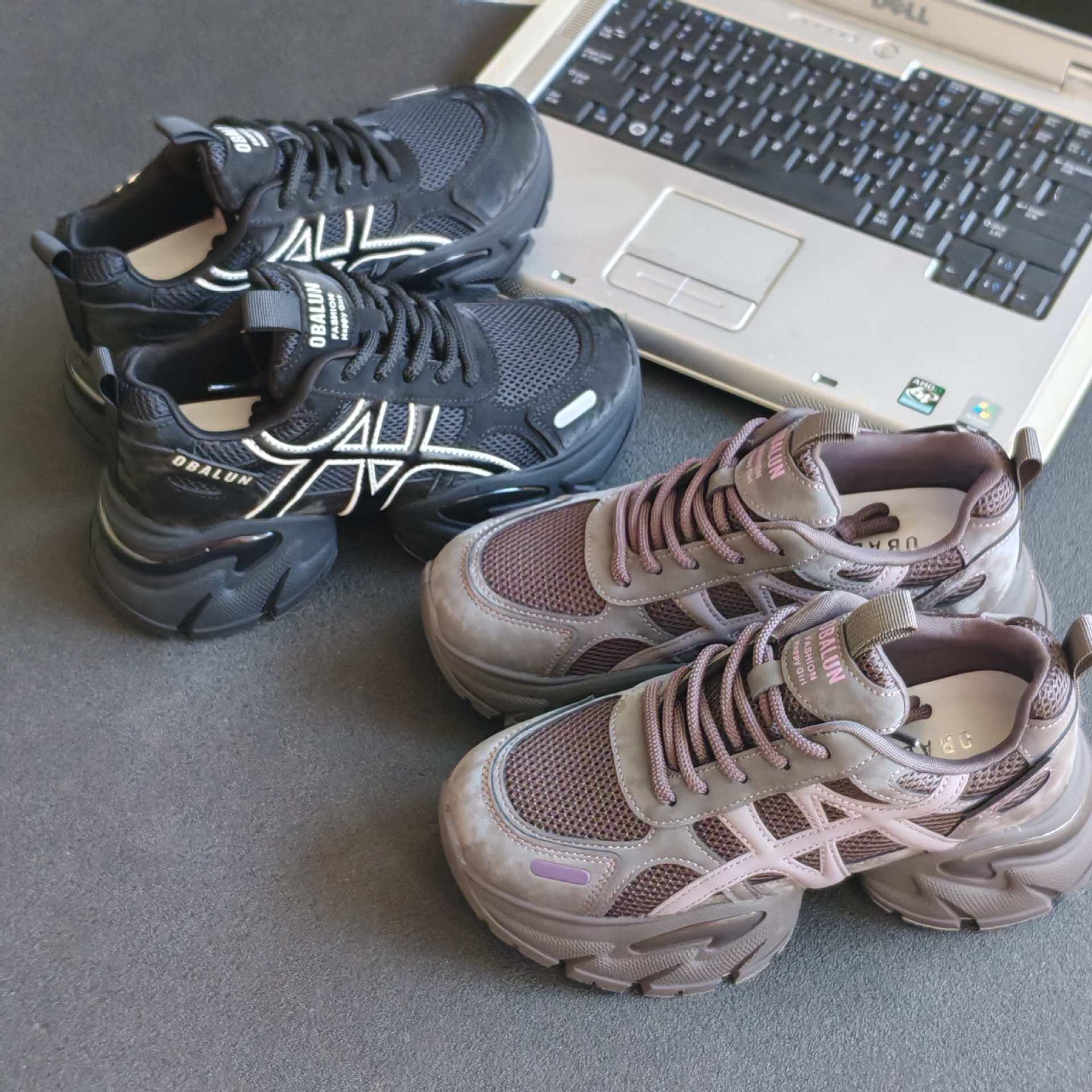 2025秋新款真皮厚底老爹鞋女轻便透气时尚运动休闲潮鞋小个子女鞋