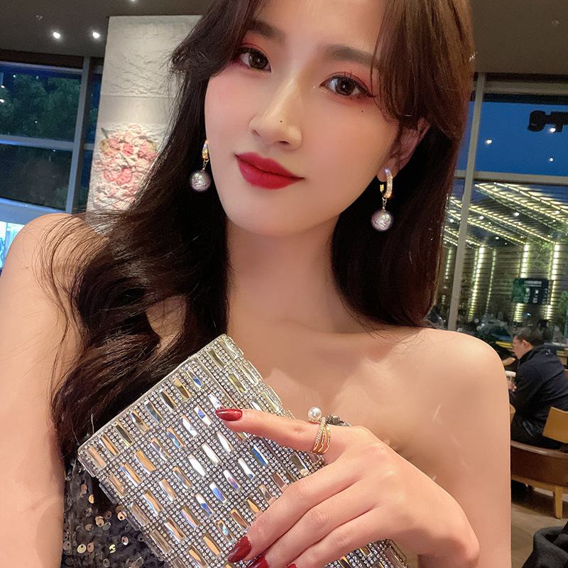 12g Weight Gold Plated Plating Material Zircon Inlay Material Drop Earrings Classification 1 Pair Quantity 1 Pair Elegant Geometric Plating Inlay Imitation Pearl Copper Zircon Gold Plated Drop Earrings