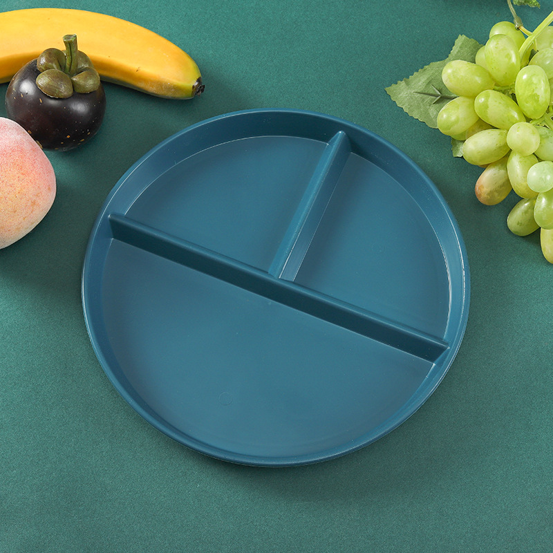 Plato redondo de tres compartimentos para reducir la ingesta de grasas, plato doméstico dividido anticaída de paja de trigo, juego de platos para desayuno Amazon
