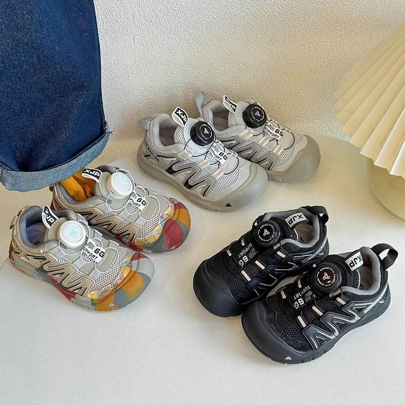 Autumn 2024 New Korean Style Children's sneaker Boys' Outdoor Mountaineering Shoes Swivel Buckle Breathable Running Shoes for Girls
